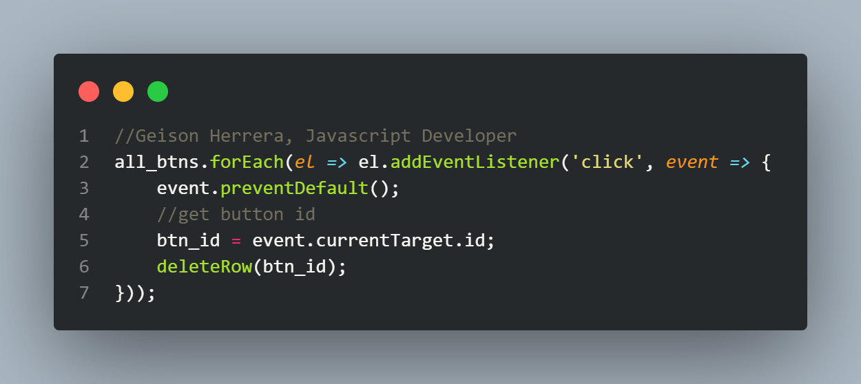 Sample JavaScript code